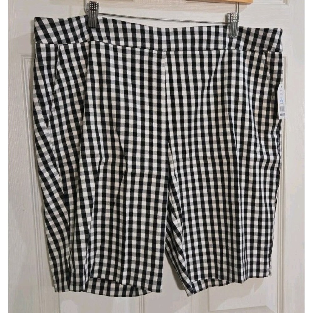 Time & Tru Shorts XL (16-18) Black & White Check Pockets Womens NEW